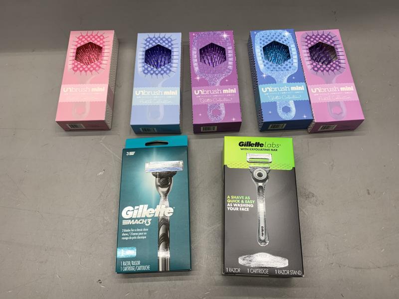 Health & Beauty - Gillette Mach3 Shaving Razor, UNbrush Mini Glitter Detangling Hair Brush - MSRP $2,052