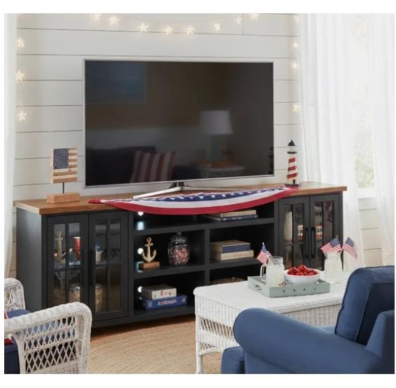 CLOSEOUT Direct Sourced/Unprocessed- Brixham 96" Farmhouse TV Stand & Dodge Lupita 4-Glass-Door Sideboard - MSRP $2,679