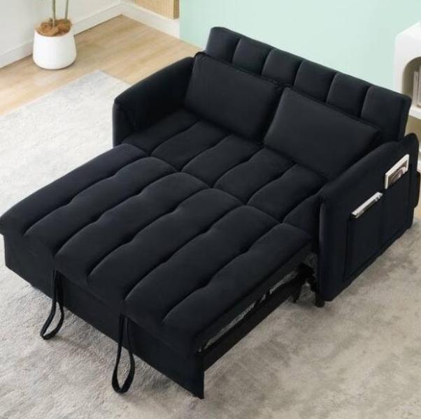 CLOSEOUT Direct Sourced/Unprocessed- Modern Velvet Pull Out Sofa, Faux Wood Grain Aluminum Outdoor Retractable Pergola Canopy - MSRP $3,952