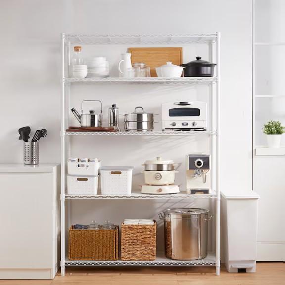 Style Selections 47.7-in W x 18-in D x 72-in H 5 -Tier White Metal Wire Utility Shelving Unit - MSRP $139
