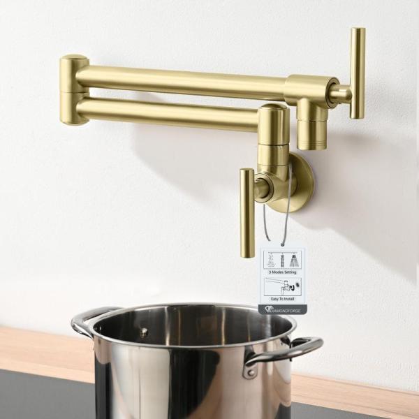 Home Improvement - Pot Filler Faucet Wall Mount, Gold Vanity Lights, KingSo Rustic Pulley Pendant Light - MSRP $1,850