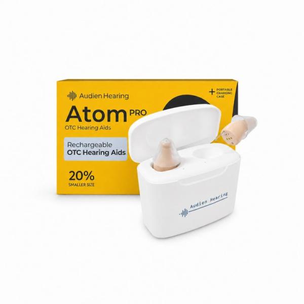New Audien Atom Pro OTC Hearing Aids w/ Warranty - MSRP $12,450