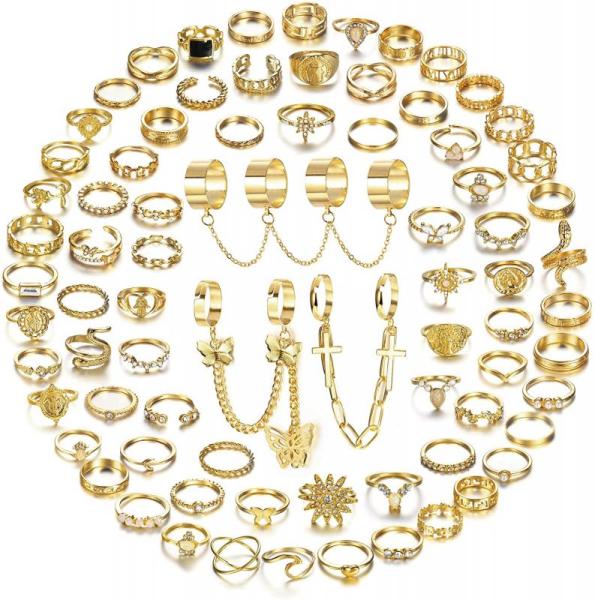 New 386pc -Gold/Silver Vintage Knuckle Rings lot for Women Girls, Bo