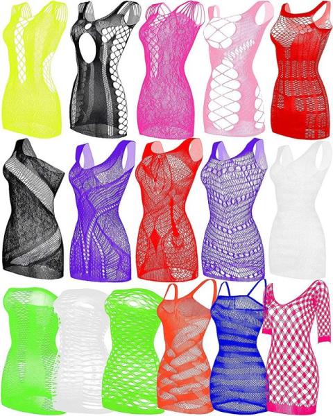 New 96pc -Ladies Sexy Fishnet Lingerie Mesh Bodysuit Lace Smock Linge