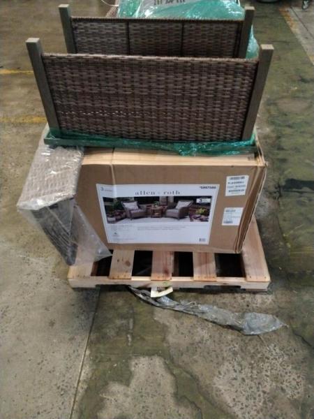 Furniture - Allen+Roth Grand Haven 4pc Wicker Patio Conversation Set, Grand Haven Wicker Set, Patio Set - MSRP $2,396