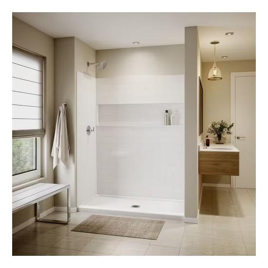 Bootz Nextile Shower Wall Surround, Showercast Shower Pan, and Alcove Bathtub - Est Retail $2,300
