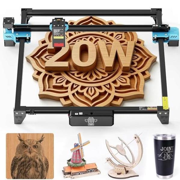Twotrees TTS-20 Pro Laser Engraver, 8ft Artificial Banana Fake Tree, Jueraori WiFi Router Storage Cabinet - MSRP $1,255