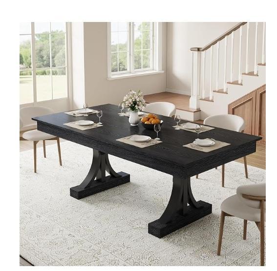 Garvee Farmhouse Dining Table Seats 6-8, VEVOR 26" Push Lawn Leaf & Grass Collector Sweeper, Storage Shelf -MSRP $1,194