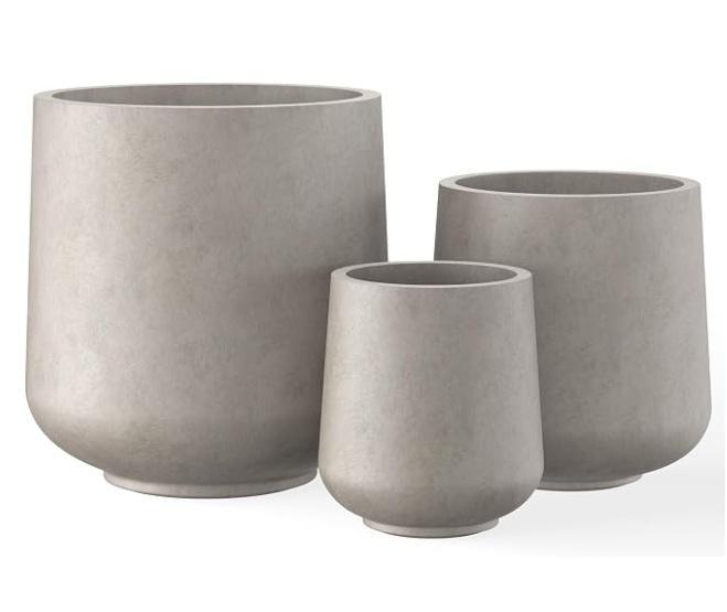 Kante 3pc Weathered Concrete Curved Round Planters, Flash Furniture Madison 5pc Folding Card Table/Chair - MSRP $1,233
