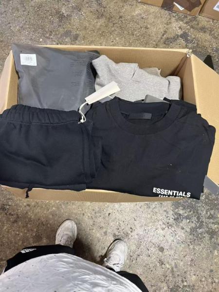 75 Pcs Essentials Apparel Lot: Hoodies, Pants, Tees & Shorts