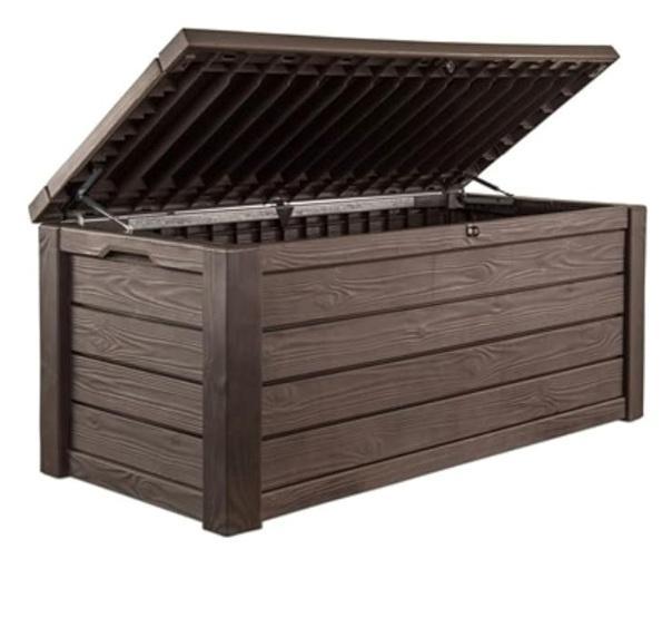Keter Westwood 150gal Patio Storage Box, Tribesigns Portable Desk w/Drawers, FurniEdge 15ft Patio Umbrella -MSRP $1,193