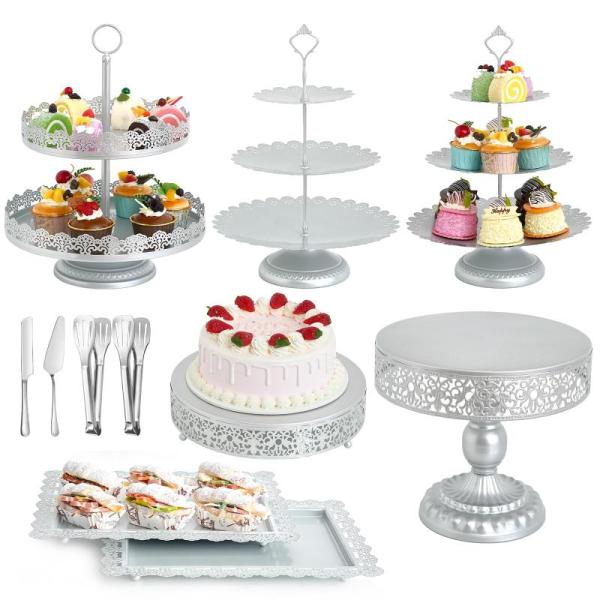 Kitchen - Aofure 11pc Silver Cake Stand Set, Cnfjpt Graduation Decorations 2026, Sphakl Coffee Pod Stand - MSRP $4,344