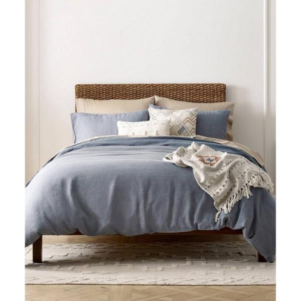 Home - Blue Loom Duvet 100% Undyed Beige & Denim Blue Cotton Sets, Hyde Lane Waterproof Blankets - MSRP $27,614