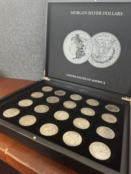 Full Sets of 28 Morgan Dollar coins 1878 -1921 Incl Cert & Display