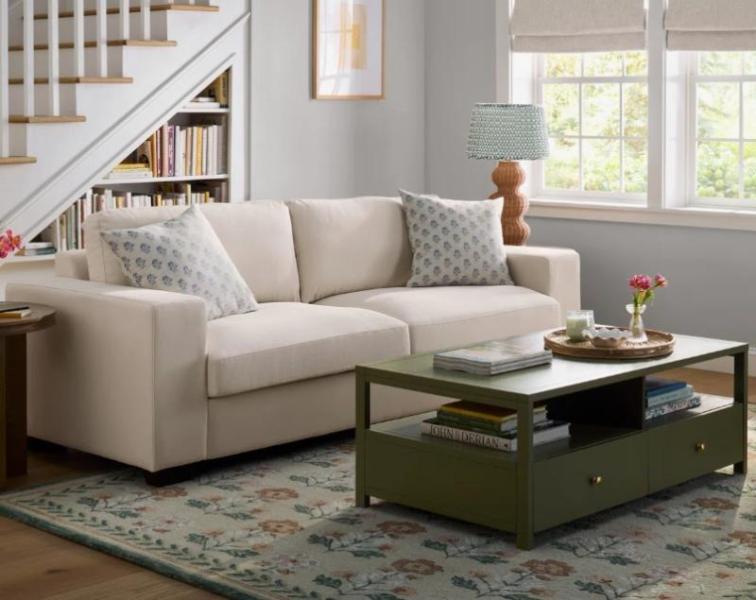 Furniture - Nova Marble Top Double Sink Vanity, Alden 92'' Upholstered Sleeper Sofa, Canopy Bed-Side Rail - MSRP $5,636