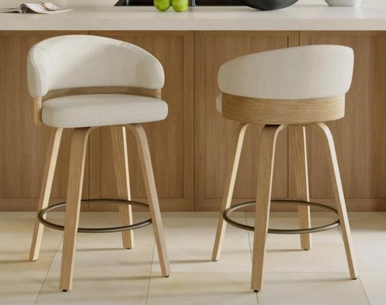 Housewares- Swivel Upholstered Counter Stool w/Wood Frame, Jozwiak Round Glass Top Metal Base Dining Table -MSRP $1,146
