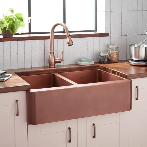 Signature Hardware 318910 Copper Kitchen Sink - MSRP $1,209