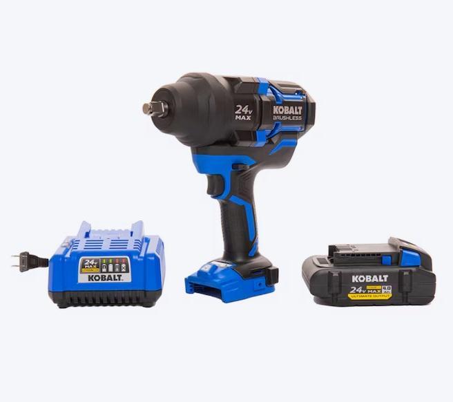 Kobalt XTR 24V Variable Speed Brushless 1/2in Drive Cordless Impact Wrench, Allen+Roth Eliza Sink Faucet - MSRP $2,156