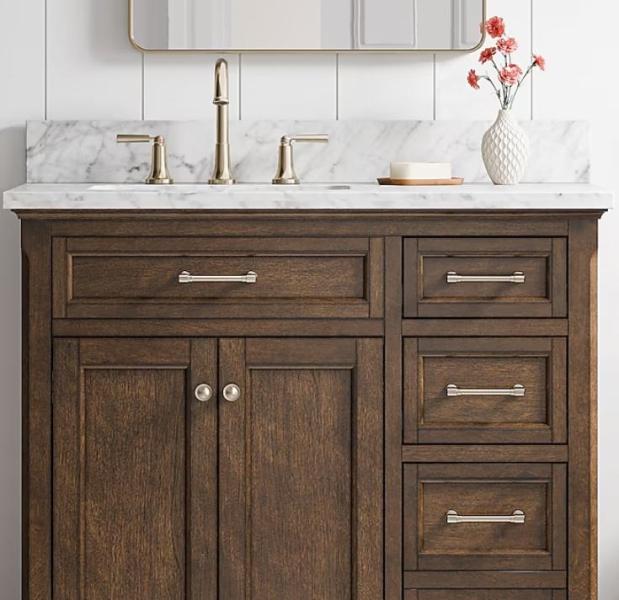 Allen+Roth Roveland 36in Deep Walnut Undermount Single Sink Vanity, Blackstone 28" Original Griddle - MSRP $2,999