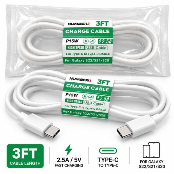 3FT Type-C to Type-C Charging Cable White