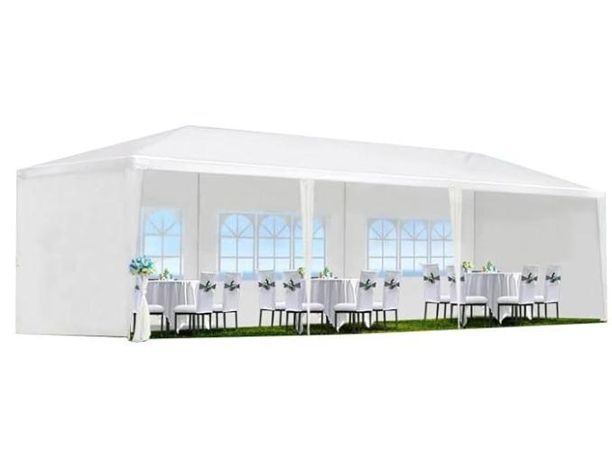 Garvee 10'x30' Party Canopy Tent, CAP 60lb Rubber Coated Hex Dumbbell, YITAHOME Round Folding Table - MSRP $1,272