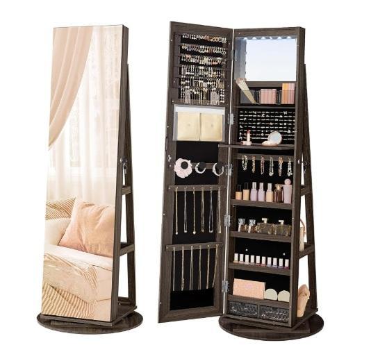 SONGMICS 6-LED Mirror Jewelry Cabinet Organizer, Abu Garcia 7'3" Vendetta Casting Fishing Rod, Fishing Rod -MSRP $1,622