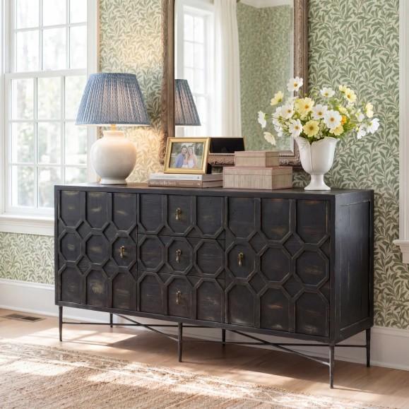 Furniture - Versa Sideboard, Adika Sofa, Latitude Run Accent Armchair with Storage Ottoman - MSRP $6,106