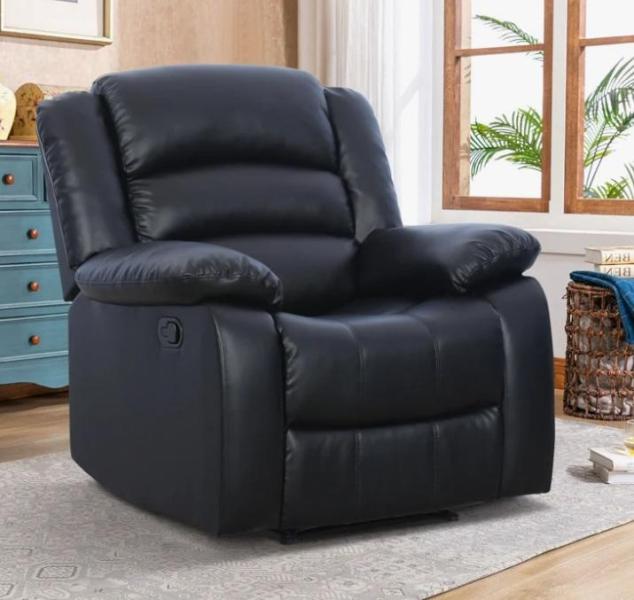 Housewares- Queen Bread Upholstered Platform Bed Frame, Emryn 38"W Modern Breathable Faux Leather Recliner -MSRP $1,730