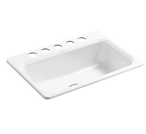 Kohler K-5832-5U-0 Cast-Iron Kitchen Sink - MSRP $662