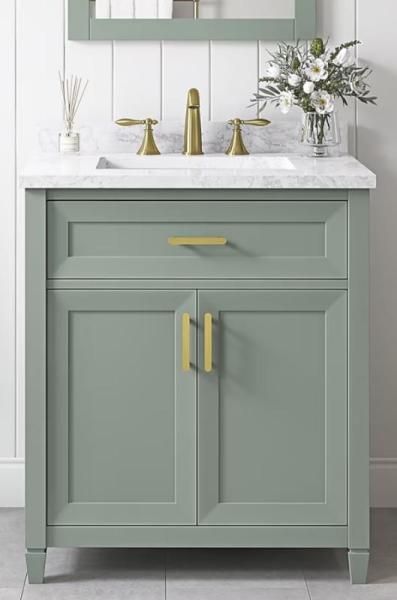 Allen+Roth Lancashire 30in Sage Green Undermount Sink Vanity, Style Selections Kirkman 36in Sink Vanity - MSRP $3,042