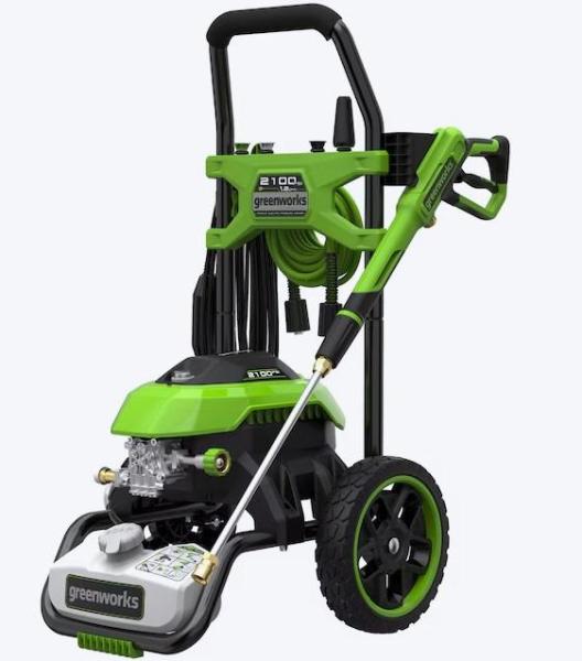 Greenworks 2100PSI 1.2GPM Cold Water Electric Pressure Washer, CRAFTSMAN S1800 42cc 18in Gas Chainsaw - MSRP $2,876