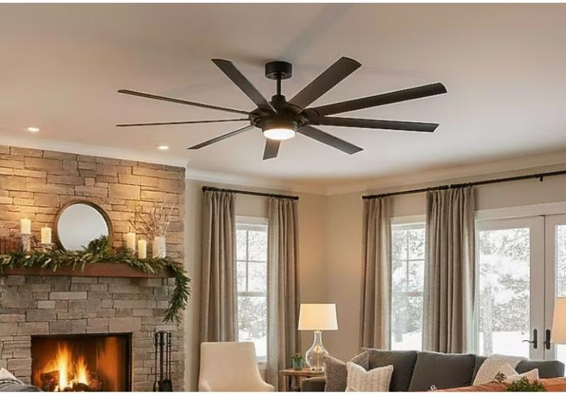 Fanimation  Slinger v2 72in Matte Black LED Ceiling Fan, Harbor Breeze 70in Bronze Ceiling Fan w/Light - MSRP $2,438
