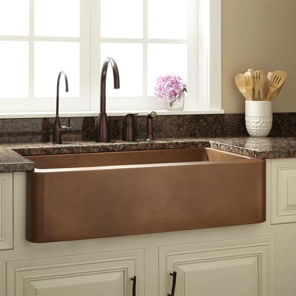 Signature Hardware 318879 Copper Kitchen Sink - MSRP $1,149