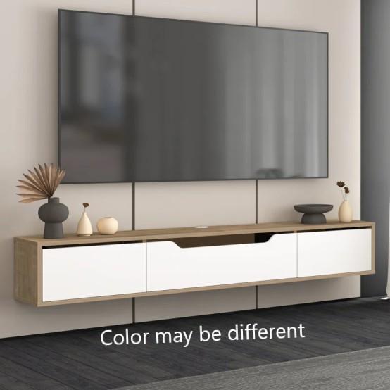 Furniture - Luna Floating TV Stand, Latitude Run Cross Leg Coffee Table, Alfa Storage Ottoman - MSRP $2,002