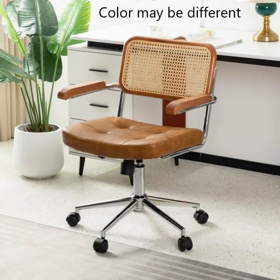 Furniture - Fredis Computer Desk, Carli Rattan Leather Office Chair, Gracie Oaks Dresser - MSRP $2,021