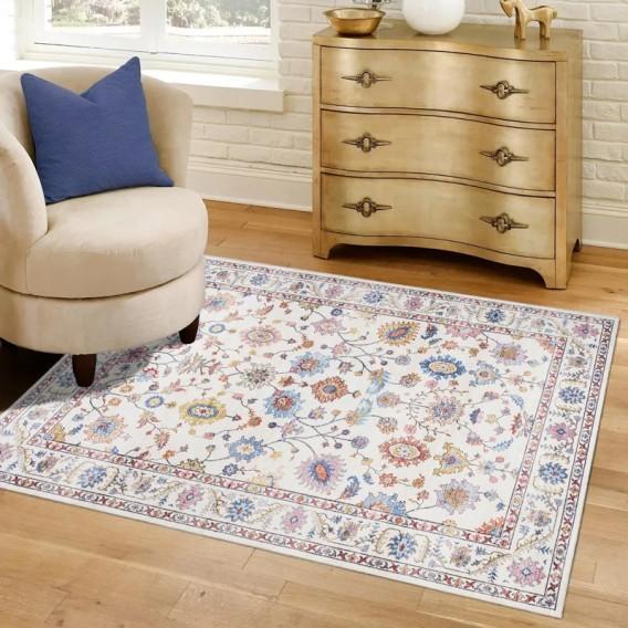 Home Decor - Samira Cream Pink Area Rug, Cowen Table Runner, Nexus Vinyl Tile - MSRP $2,892