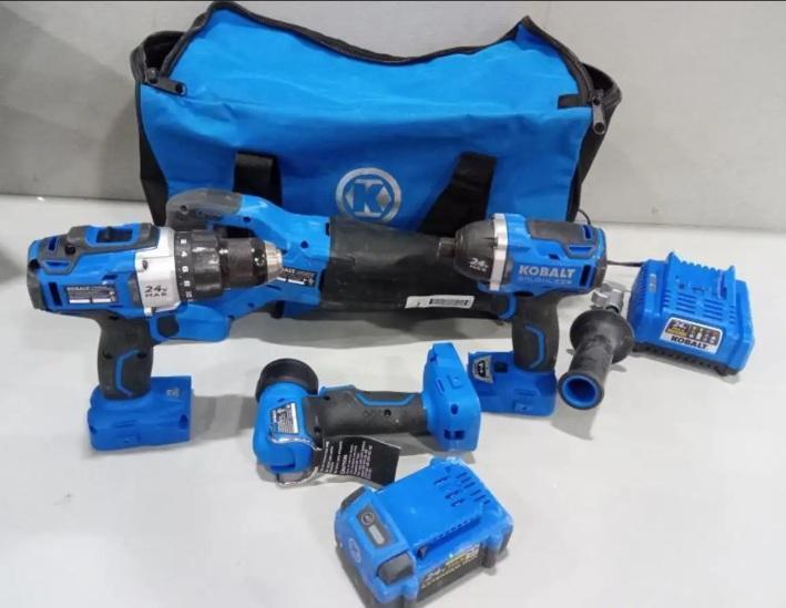 Kobalt 24V 4-Tool Brushless Power Tool Combo Kit, CRAFTSMAN WS4200 30cc 17in Straight Gas String Trimmer - MSRP $5,128